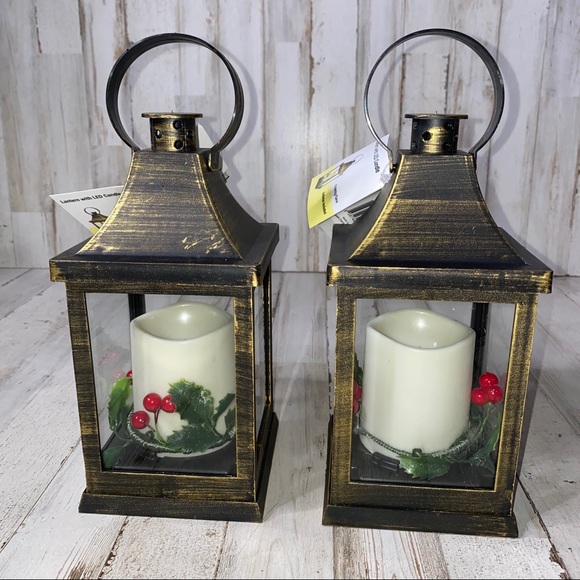 Vintage Rustic LED Christmas Lantern Set of 2 - Picture 2 of 9